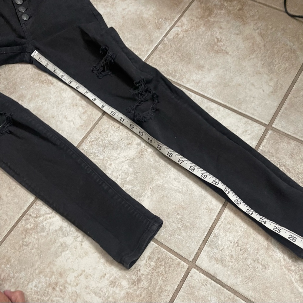 American Eagle Jeans Women's Black Next Level Stretch Sz 2 Exposed Button Fly - Picture 4 of 10